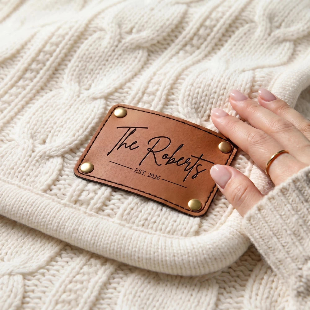 Personalized Cable Knit Sherpa Blanket