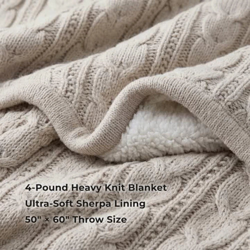 Personalized Cable Knit Sherpa Blanket