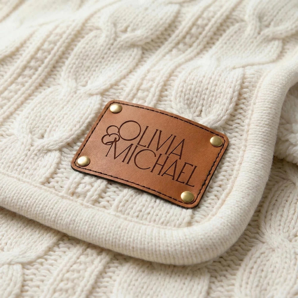 Personalized Cable Knit Sherpa Blanket