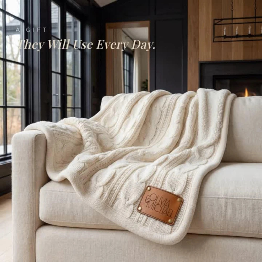 Personalized Cable Knit Sherpa Blanket
