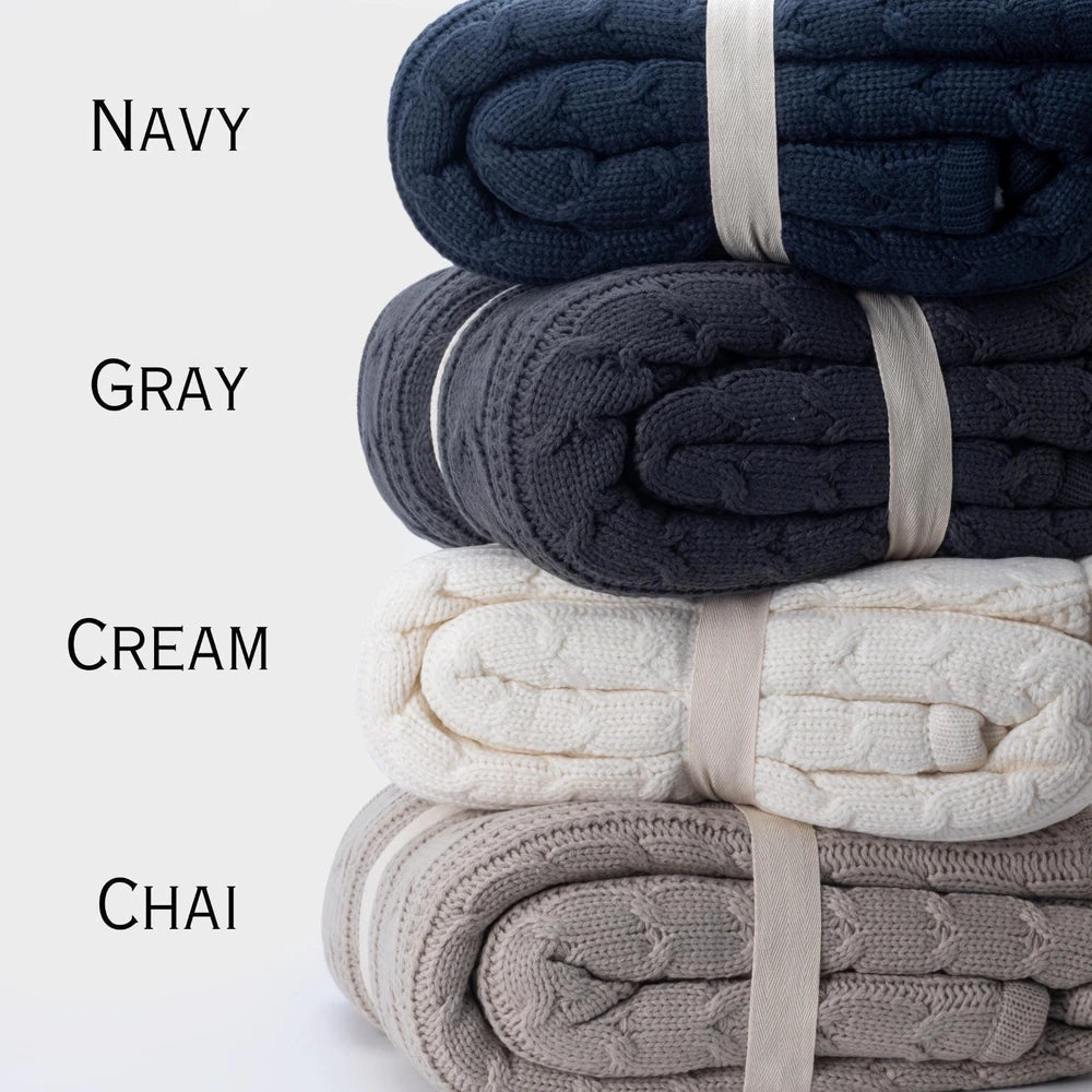 Personalized Cable Knit Sherpa Blanket