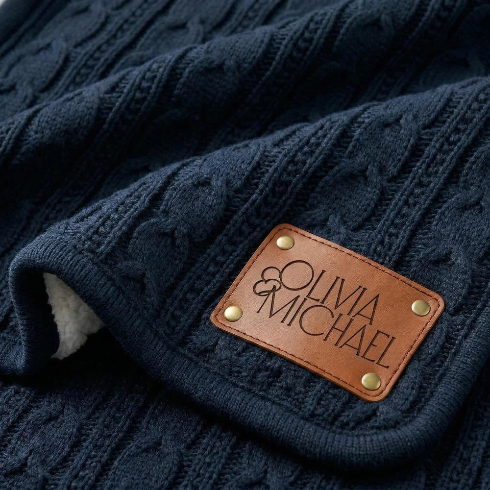 Personalized Cable Knit Sherpa Blanket