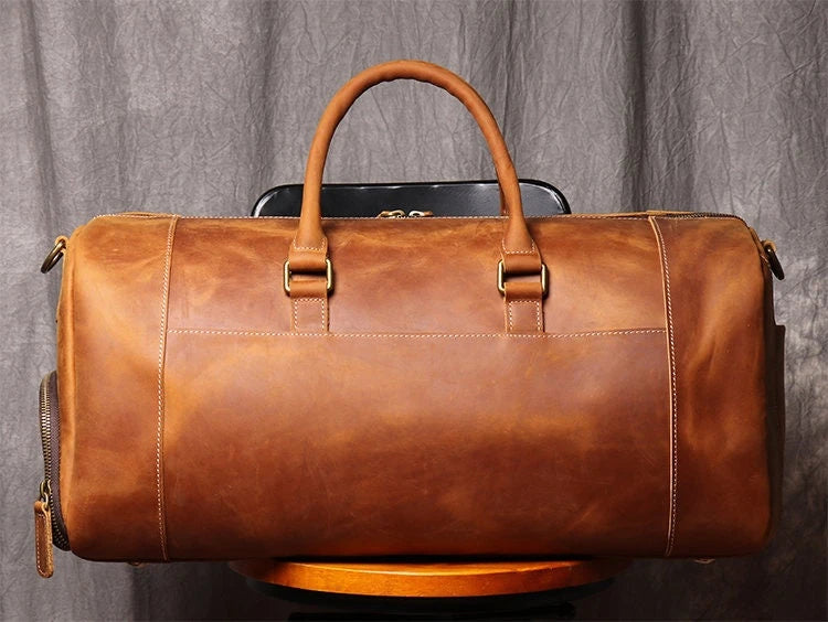 Monogrammed Full Grain Leather Duffel