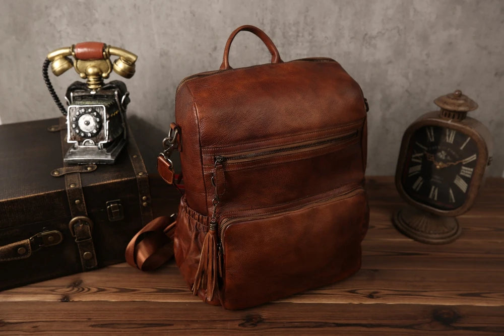 Full Grain Leather Convertible Backpack