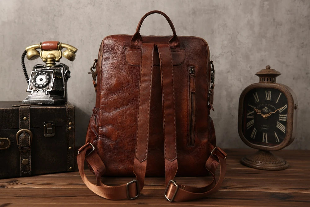 Full Grain Leather Convertible Backpack